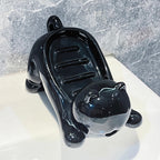 Cat-Shaped Ceramic Soap Dish - Black