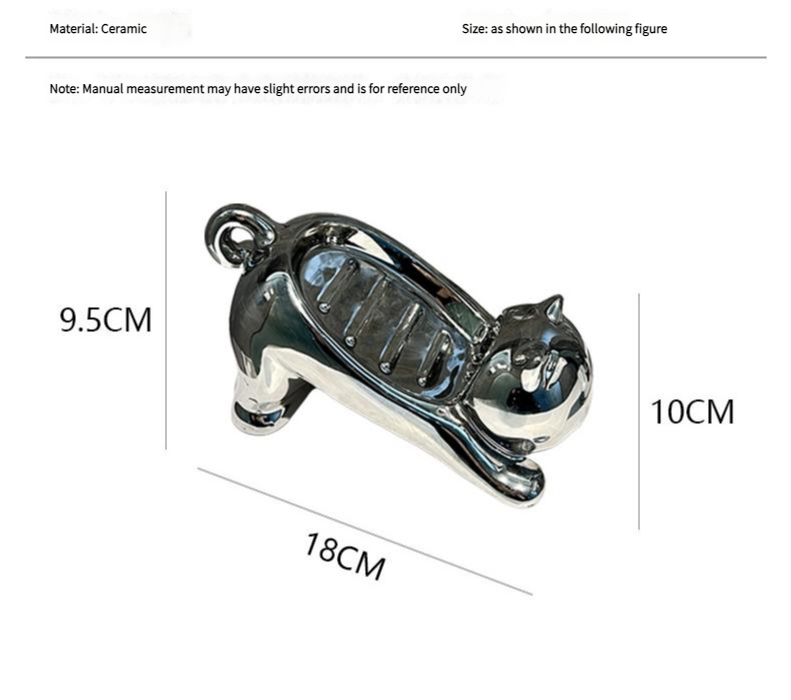 Cat-Shaped Ceramic Soap Dish - Black Zweitbild