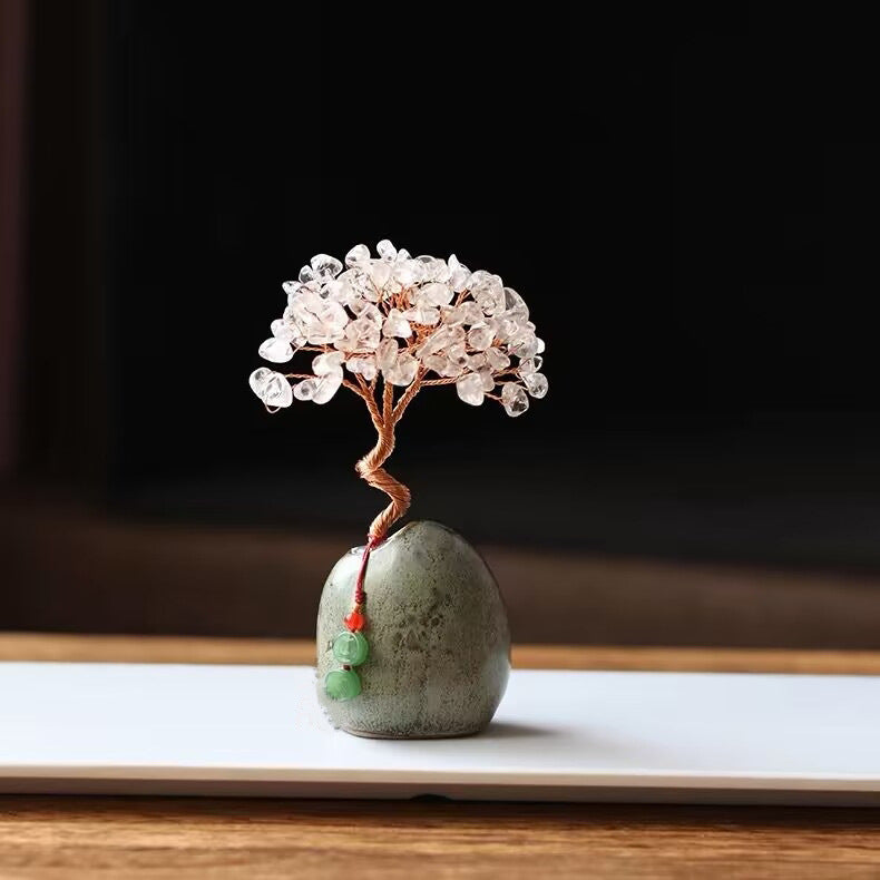 White Vintage Crystal Money Tree Figurine for Home Decoration Main image