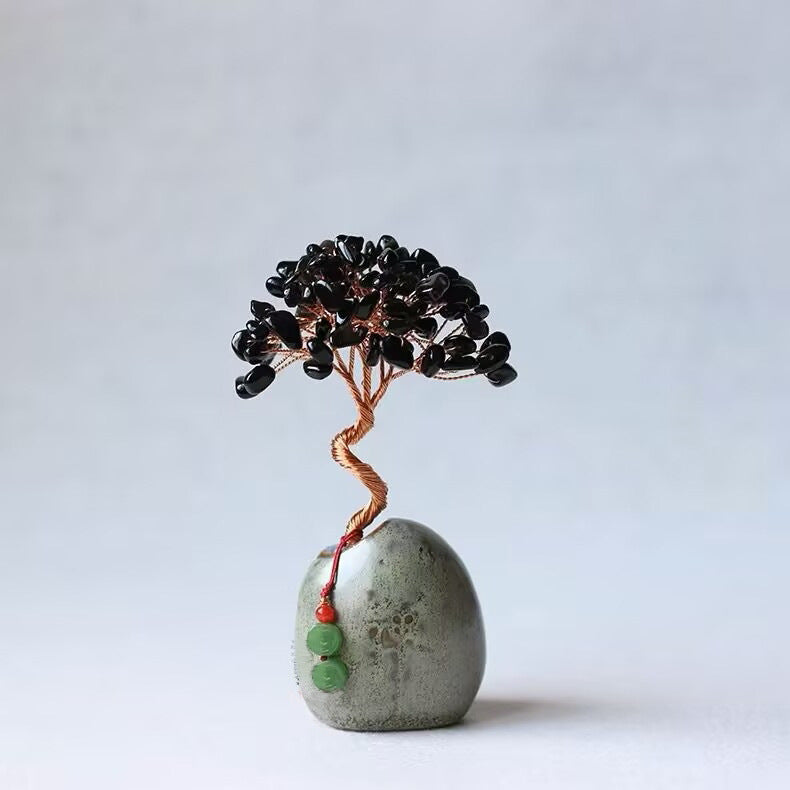 Black Vintage Crystal Money Tree Figurine for Home Decoration Main image