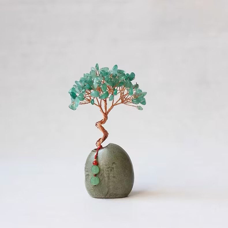 Green Vintage Crystal Money Tree Figurine for Home Decoration Main image