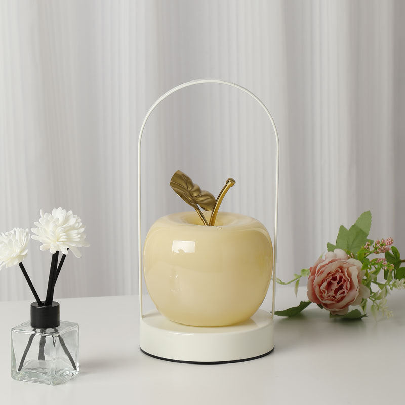 Yellow Decorative Apple Table Lamp - USB-C,  3 Light Modes, Metal Handle Main image
