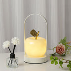 Yellow Decorative Apple Table Lamp - USB-C,  3 Light Modes, Metal Handle