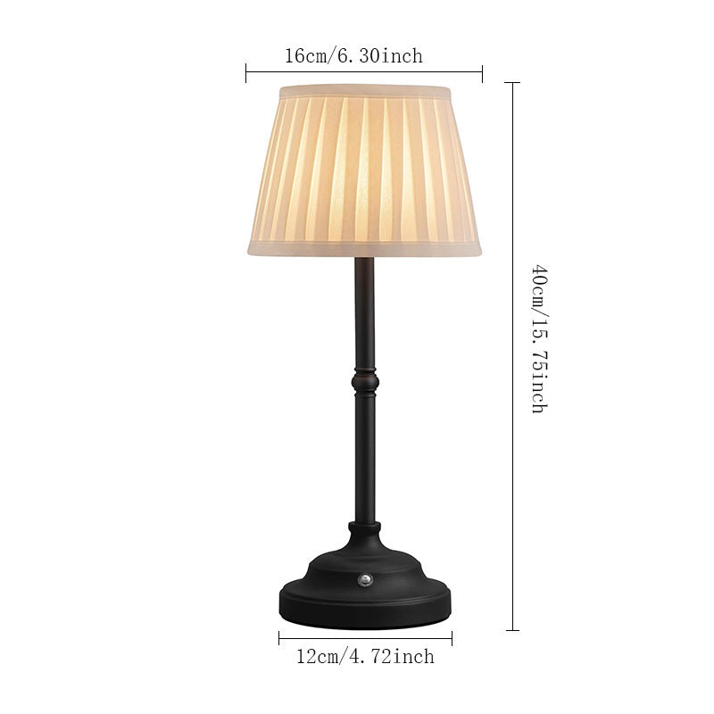 Black and White Elegant Rechargeable Fabric Shade LED Lamp - Cordless Touch Stepless Dimmable Table Light Main image