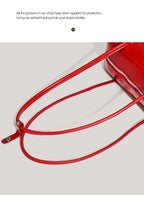 Red Chic PU Leather Baguette Shoulder Bag - Elegant Bow Accent Underarm Handbag for Women