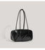 Black Chic PU Leather Baguette Shoulder Bag - Elegant Bow Accent Underarm Handbag for Women