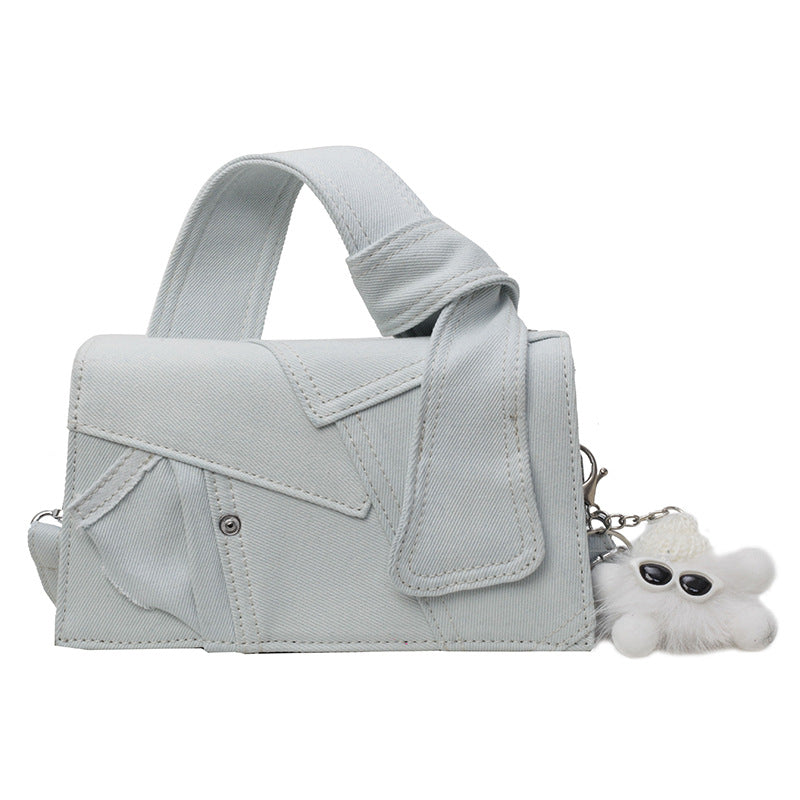 Chic Patchwork Denim Handbag - Versatile Crossbody, Shoulder & Top-Handle Bag(White) Main image