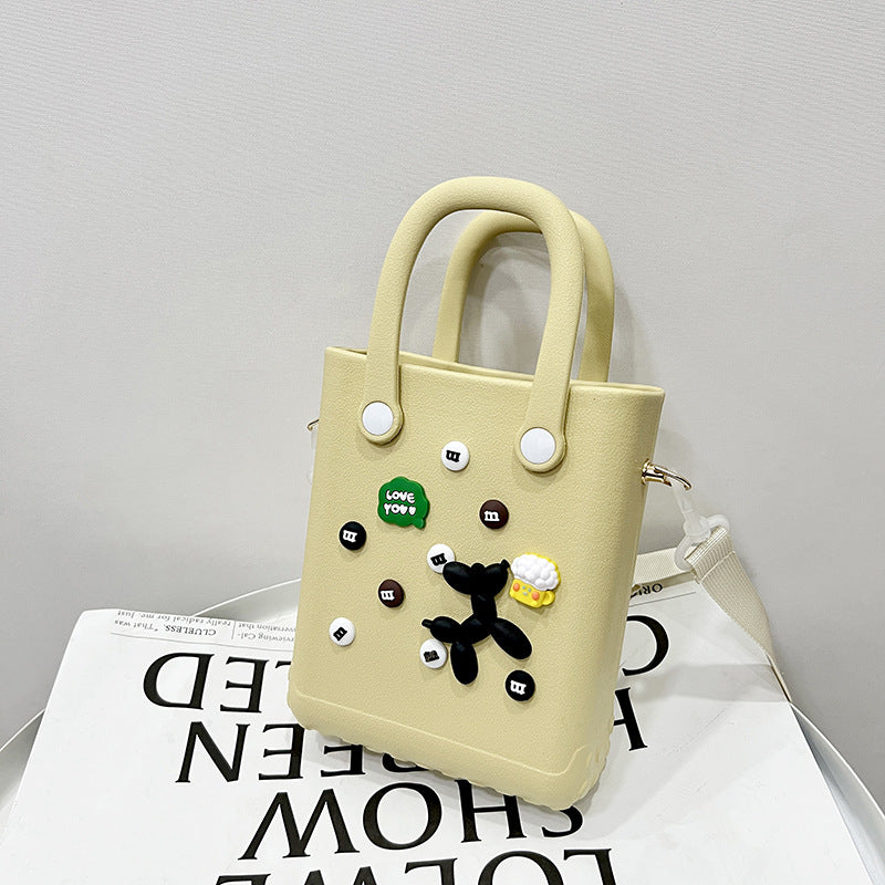 EVA Large Capacity Crossbody & Handbag - Customizable with Charms, Lightweight & Versatile,Khaki (with DIY accessories) Main image