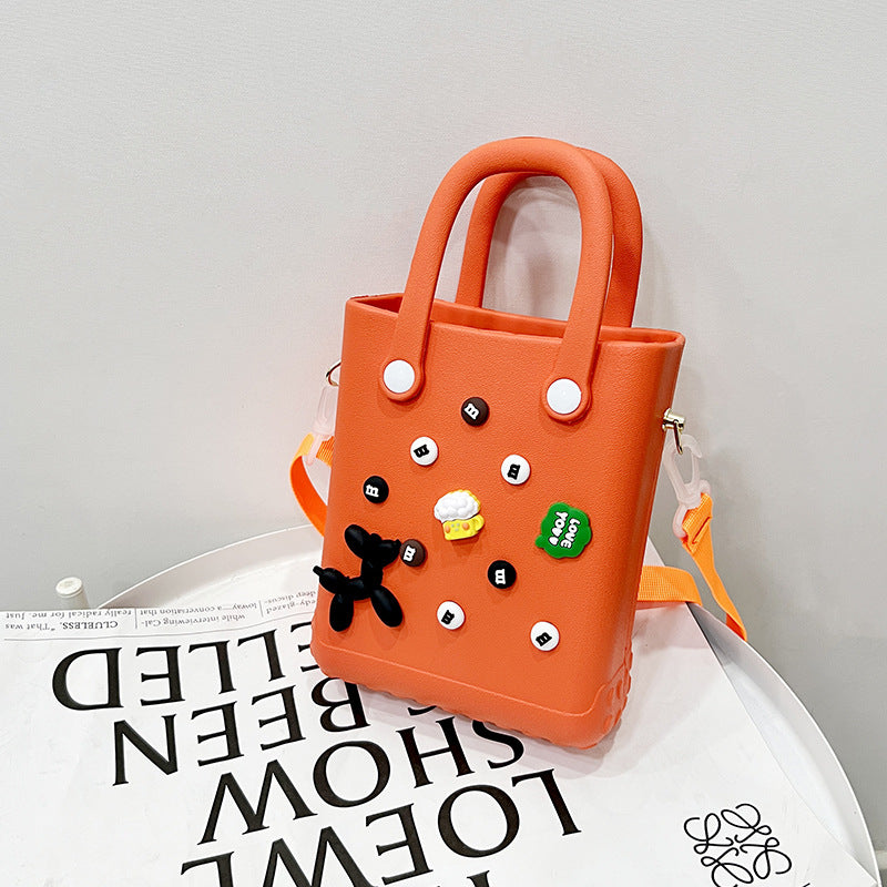 EVA Large Capacity Crossbody & Handbag - Customizable with Charms, Lightweight & Versatile,Orange (with DIY accessories) Main image