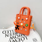 EVA Large Capacity Crossbody & Handbag - Customizable with Charms, Lightweight & Versatile,Orange (with DIY accessories)