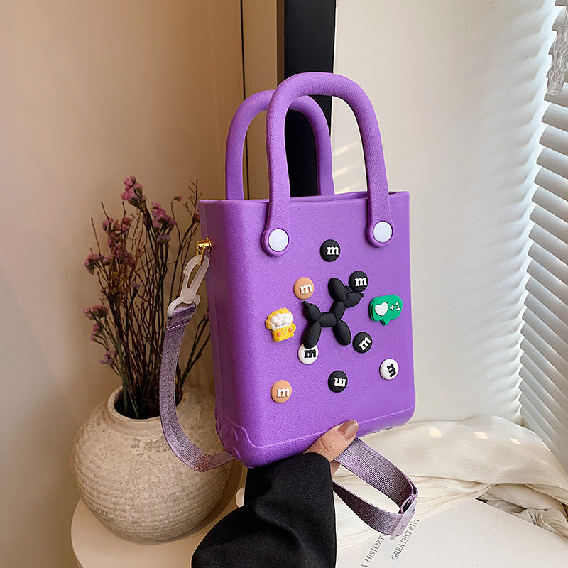 EVA Large Capacity Crossbody & Handbag - Customizable with Charms, Lightweight & Versatile,Purple (with DIY accessories) Main image
