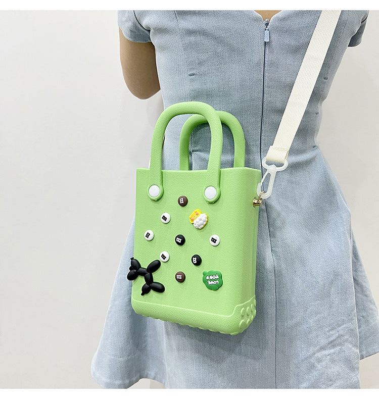 EVA Large Capacity Crossbody & Handbag - Customizable with Charms, Lightweight & Versatile,Purple (with DIY accessories)