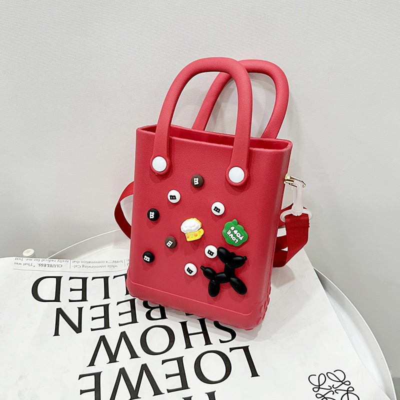 EVA Large Capacity Crossbody & Handbag - Customizable with Charms, Lightweight & Versatile,Red (with DIY accessories) Main image