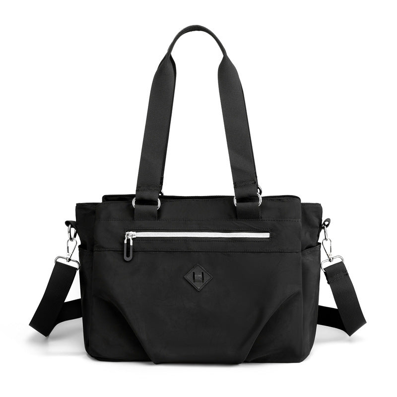 Black Versatile Water-Repellent Nylon Tote Bag - Lightweight Multi-Pocket Shoulder & Crossbody Handbag Main image