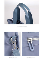 Grey Versatile Water-Repellent Nylon Tote Bag - Lightweight Multi-Pocket Shoulder & Crossbody Handbag