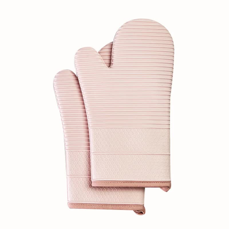 Pink Premium Heat Resistant Silicone Oven Mitts (Pair) - Non-Slip Grip, Cotton Lined for Kitchen Baking, Grilling & BBQ Main image