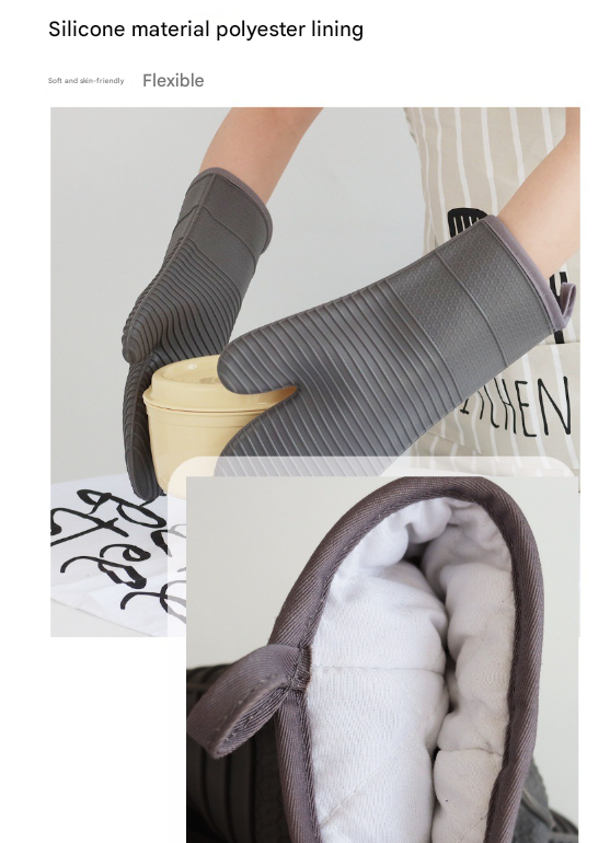 Red Premium Heat Resistant Silicone Oven Mitts (Pair) - Non-Slip Grip, Cotton Lined for Kitchen Baking, Grilling & BBQ