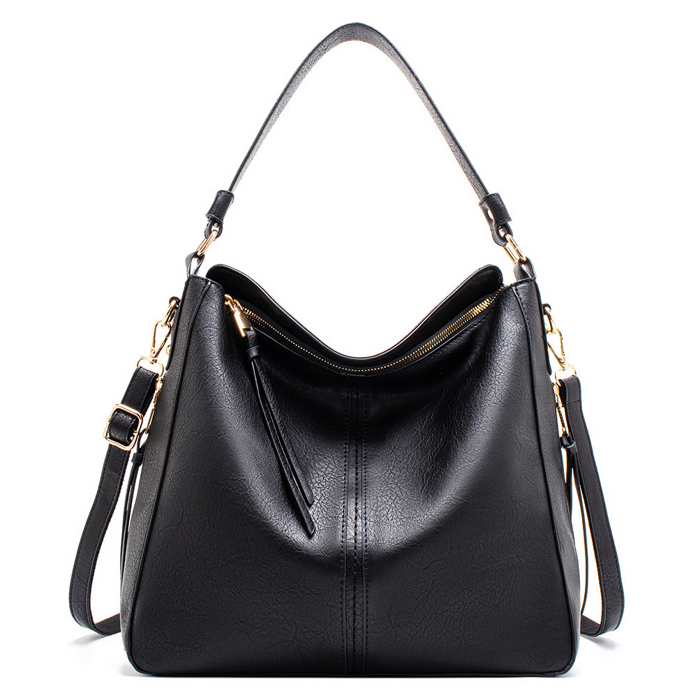 Black Womens Soft PU Leather Hobo Bag - Large Casual Tote Handbag with Adjustable Crossbody Strap Main image
