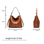 Black Womens Soft PU Leather Hobo Bag - Large Casual Tote Handbag with Adjustable Crossbody Strap