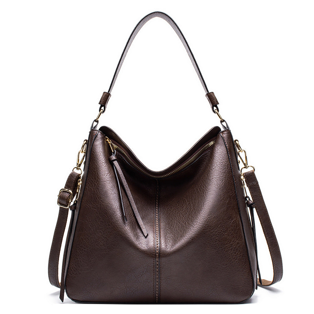 Coffee Womens Soft PU Leather Hobo Bag - Large Casual Tote Handbag with Adjustable Crossbody Strap Main image