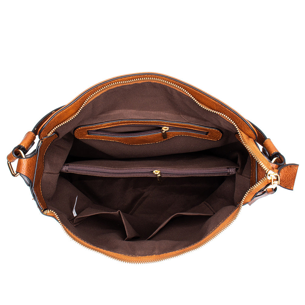 Coffee Womens Soft PU Leather Hobo Bag - Large Casual Tote Handbag with Adjustable Crossbody Strap