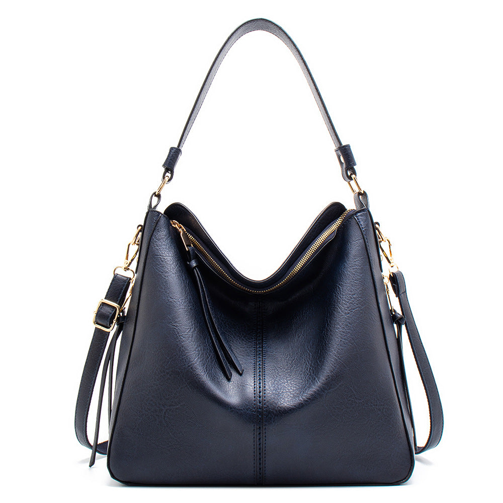 Blue Womens Soft PU Leather Hobo Bag - Large Casual Tote Handbag with Adjustable Crossbody Strap Main image