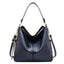 Blue Womens Soft PU Leather Hobo Bag - Large Casual Tote Handbag with Adjustable Crossbody Strap