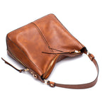 Red Womens Soft PU Leather Hobo Bag - Large Casual Tote Handbag with Adjustable Crossbody Strap