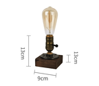 Rustic Industrial Table Lamp Vintage Wooden Base Accent Light