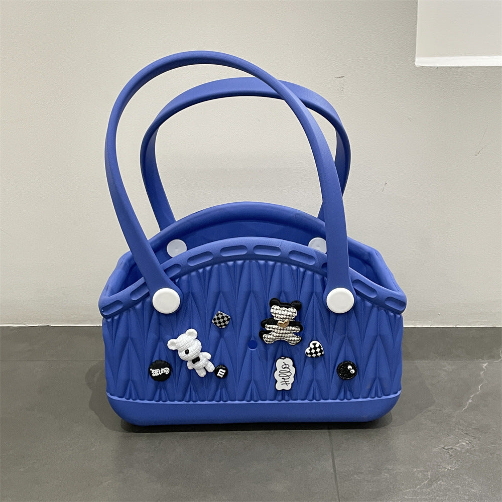 Stylish Handbag - Spacious with Decorative Elements(Dark Blue) Main image