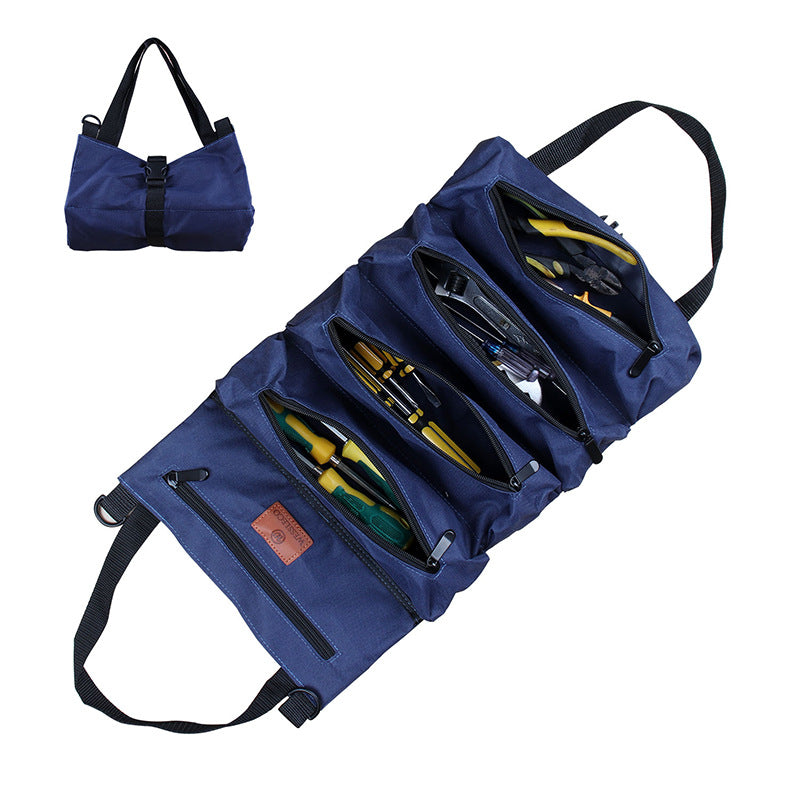 Heavy-Duty Canvas Tool Roll Up Bag & Organizer Tote - Multi-Pocket Wrench & Tool Pouch(Blue) Main image