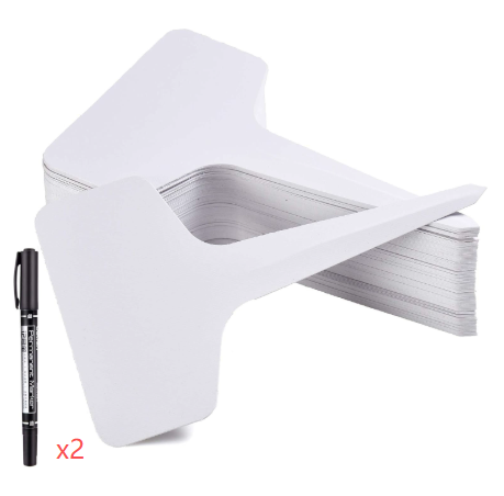 White 200 Pack Waterproof Plant Labels T-Type Garden Tags with 2 Marking Pens for Succulents Flowers Seedlings and Aussie Home Gardening Identification Main image
