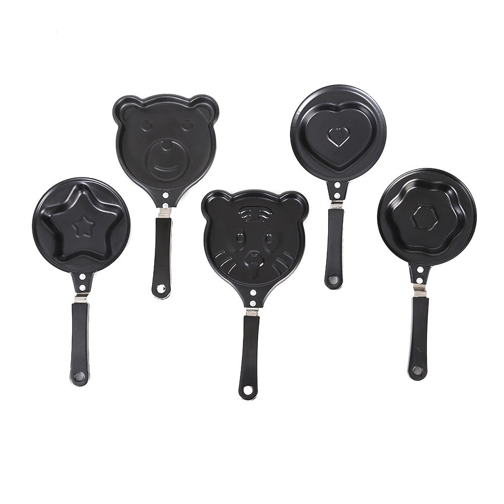 5-PCS Mini Non-Stick Egg Frying Pan Cartoon Shaped Omelette Cooker Mould for Breakfast Pancakes and Creative Cooking(Heart + plum blossom + five-pointed star + bear + tiger) Hauptbild