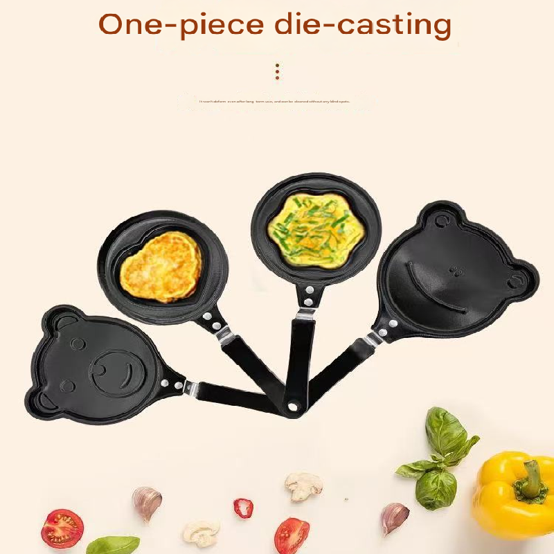 2-PCS Mini Non-Stick Egg Frying Pan Cartoon Shaped Omelette Cooker Mould for Breakfast Pancakes and Creative Cooking(bear + tiger)