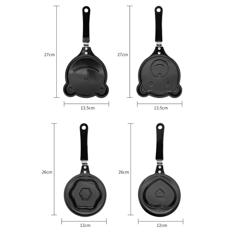 2-PCS Mini Non-Stick Egg Frying Pan Cartoon Shaped Omelette Cooker Mould for Breakfast Pancakes and Creative Cooking(Frog)