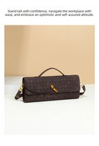 Retro Woven Baguette Handbag for Women Suede Texture PU Leather Shoulder Crossbody Bag Elegant Evening Clutch Black