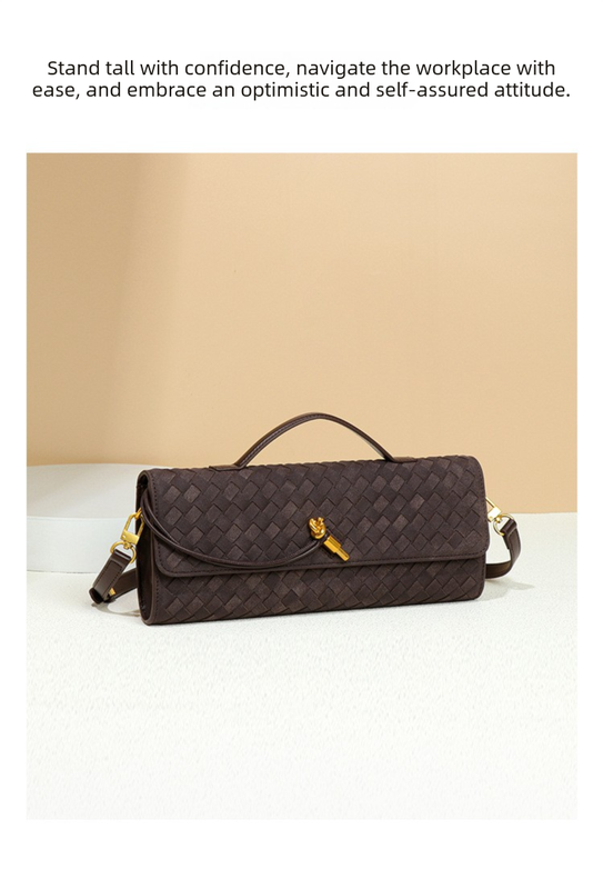 Retro Woven Baguette Handbag for Women Suede Texture PU Leather Shoulder Crossbody Bag Elegant Evening Clutch Burgundy