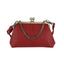 Red Retro Women's Shell Handbag - European Style Clip Lock Closure PU Clutch/Shoulder Bag with Chain Strap