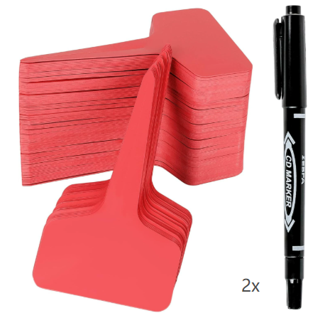 Red 200 Pack Waterproof Plant Labels T-Type Garden Tags with 2 Marking Pens for Succulents Flowers Seedlings and Aussie Home Gardening Identification Main image