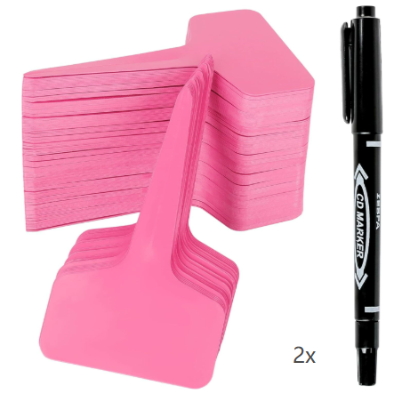 Pink 200 Pack Waterproof Plant Labels T-Type Garden Tags with 2 Marking Pens for Succulents Flowers Seedlings and Aussie Home Gardening Identification Main image