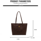 Brown Large Capacity Tote Bag – Vintage-Style Shoulder Handbag for Daily Use & Office Commute