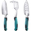 3-Piece Green Gardening Tool Set - Heavy Duty Aluminum Alloy with Bonus Claw Gardening Gloves - Rust Resistant Hand Trowel, Cultivator and Transplanter for Planting, Digging and Weeding