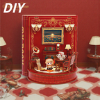DIY Book Nook Kit Book Theater 3D Wooden Puzzle Miniature Dollhouse Bookshelf Insert with LED Light, 222 Pieces Bookend Decor for Adults Teens, Creative Gift for Book Lovers
