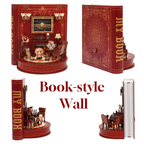 DIY Book Nook Kit Book Theater 3D Wooden Puzzle Miniature Dollhouse Bookshelf Insert with LED Light, 222 Pieces Bookend Decor for Adults Teens, Creative Gift for Book Lovers