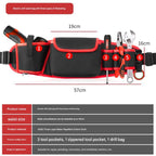 Red Professional Oxford Cloth Tool Waist Bag –Tool Belt, Multifunctional Work Belt, Men's Robust, Adjustable Tool Belt - Heavy-Duty 600D Waterproof for Electricians, Mechanics & Construction Workers