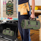 Khaki Multi-Purpose 600D Oxford Cloth Roll-Up Tool Organizer Bag – Heavy-Duty Waterproof & Anti-Scratch Organizer for Electricians, Mechanics & Automotive Use-Duty Oxford Fabric - Multi-Pocket Storage for Electricians, Mechanics & DIY Enthusiasts