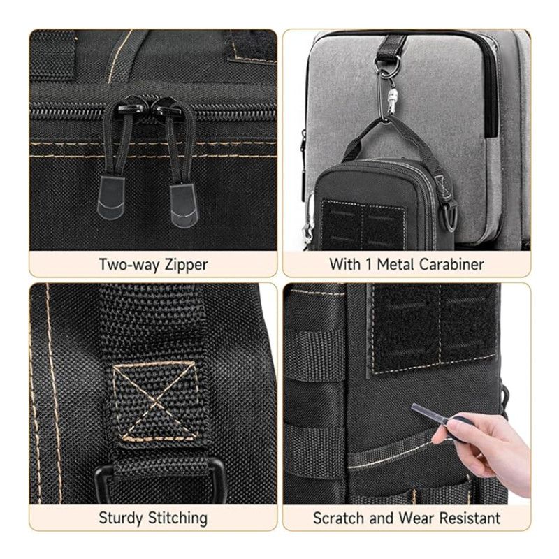 Heavy Duty Oxford Cloth Tool Bag - Portable Tactical Storage Pouch with Shoulder Strap, Multi-Function Loops, Zipper Pockets & Elastic Bands, Durable & Wear Resistant for Electricians, DIY, Camping, Auto Repair