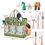 Premium 9-Piece Stainless Steel Garden Tool Set with Durable Storage Tote Bag – Heavy Duty Gardening Hand Kit with Ergonomic Wooden Handles, Pruning Shears and Spray Bottle