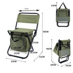 3-in-1 Blue Large Portable Folding Camping Chair with Zippered Cooler Bag and 35*35cm Thick Plush Seat Cushion, Outdoor Fishing and Picnic Stool with Backrest and 25 *27 *18.5cm Insulated Storage Pocket