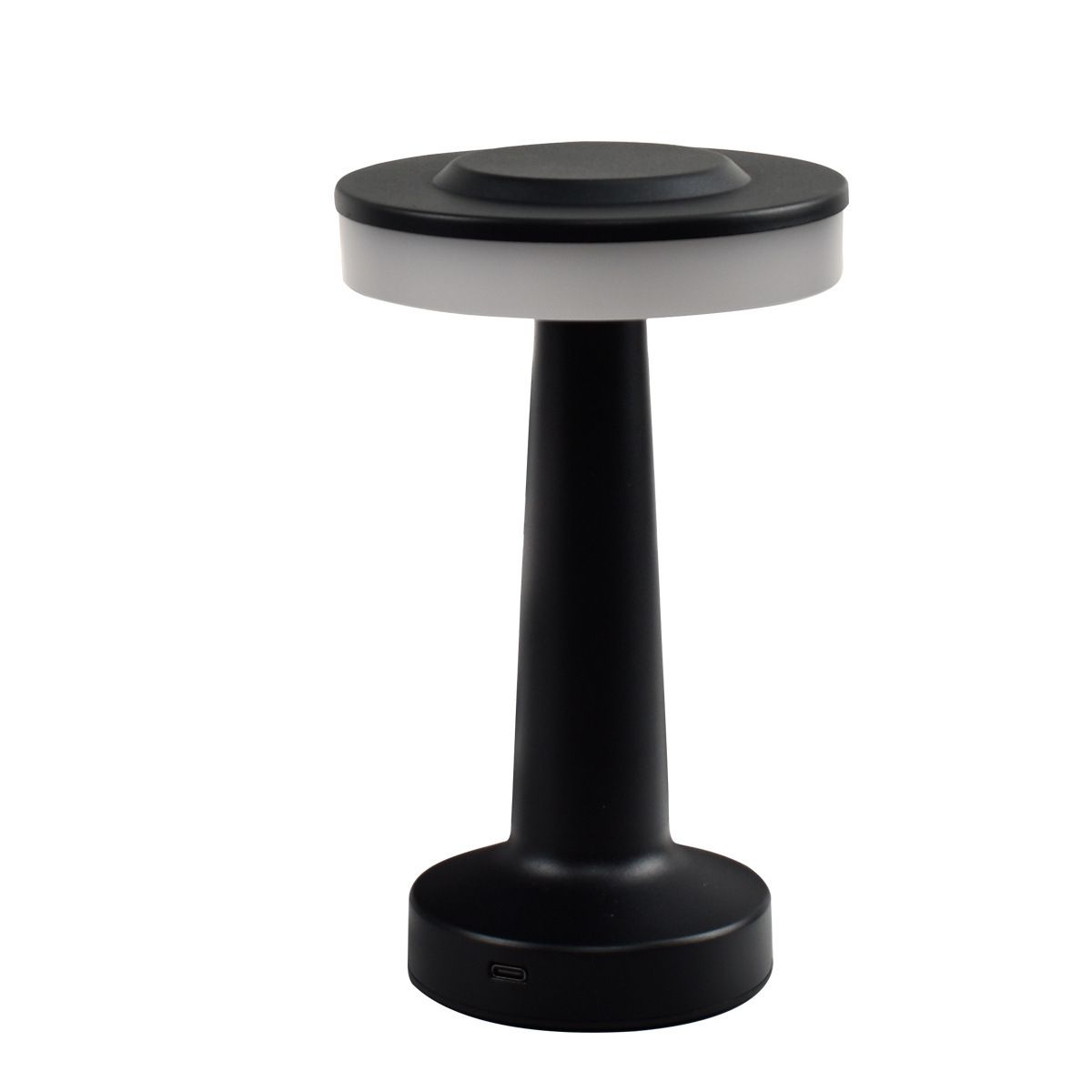 Black Rechargeable UFO Table Lamp Touch Control LED Bedside Night Light, Cordless Mushroom Desk Lamp for Bedroom Living Room Restaurant Bar Camping Main image